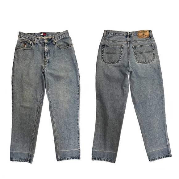 1990s Tommy Hilfiger High Waist Tapered Distressed Jeans / Women’s 30x29 * - Picture 3 of 5